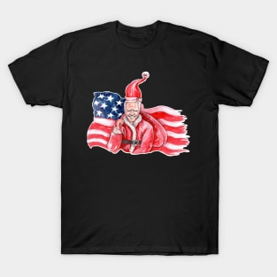 Joe Biden Santa Claus USA Flag Christmas Gift T-Shirt